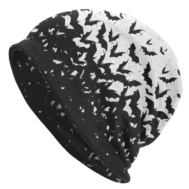 Beanie With Flying Bats Print